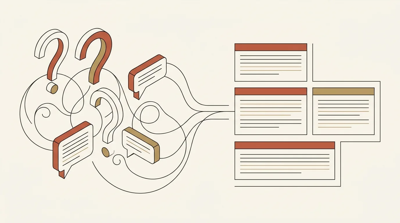 Illustration of questions becoming structured answers
