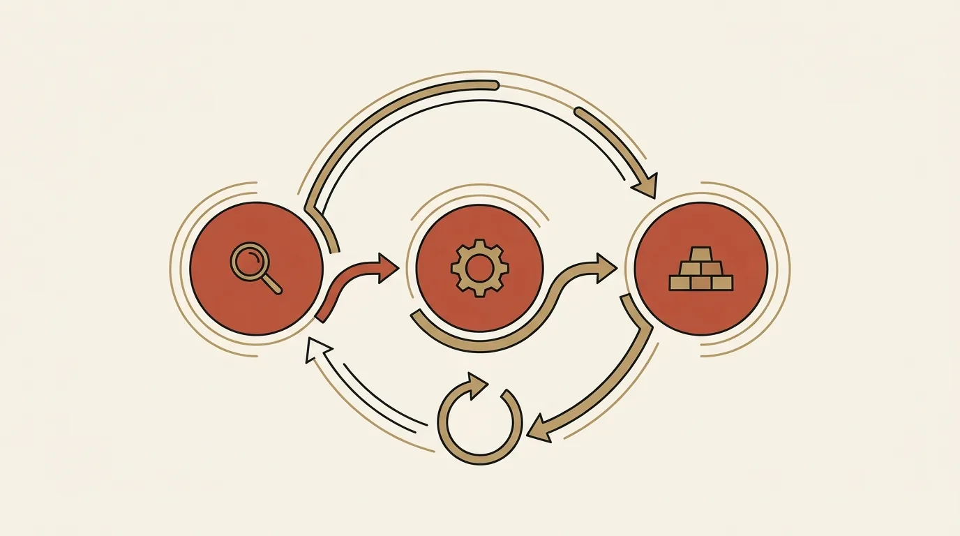 Loop kerja AI agent: observe, decide, act dengan tool-use