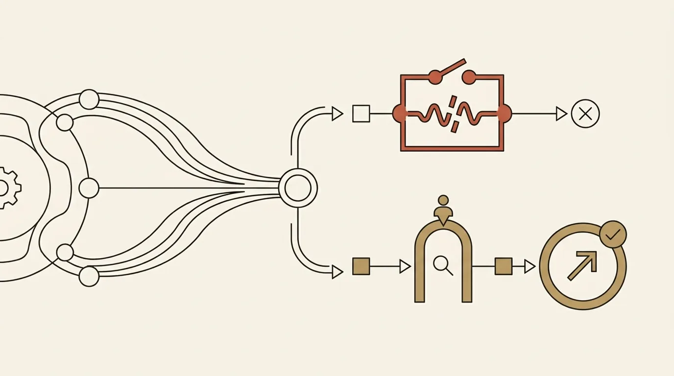 Ilustrasi fail-safe dan human-in-the-loop checkpoint pada alur AI agent